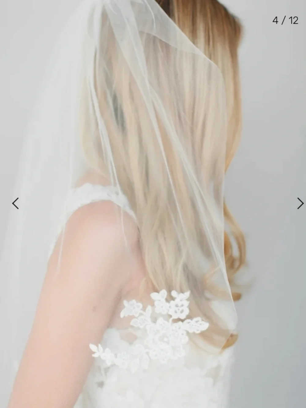 Veil Trends Single Layer Ivory Appliqué Lace Veil #1520 NWT